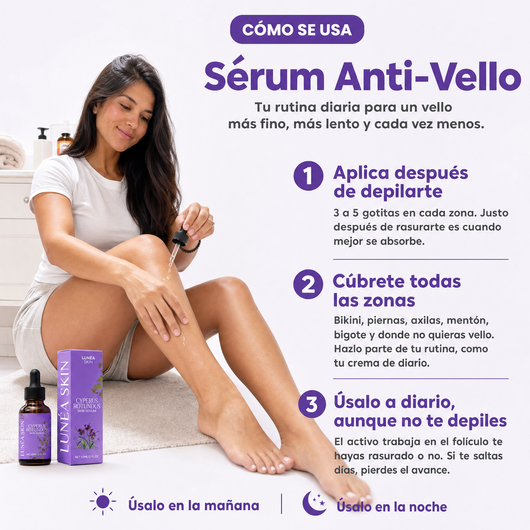 Lunéa Aceite de Cyperus Rotundus® - Vello más fino y menos visible